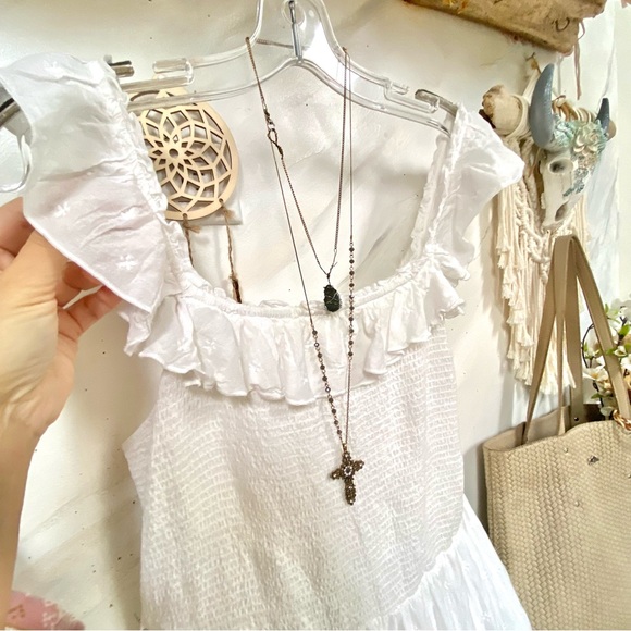 Ruffled prairie farmhouse vibe boho tiered maxi dress w shabby chic feel - Picture 7 of 9